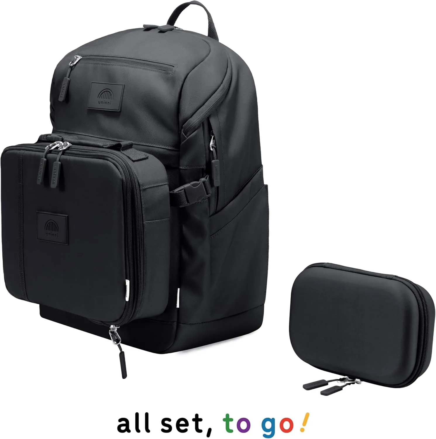 16” student backpacks, Age 8  & Adults with Padded, and Adjustable Shoulder Straps, Laptop compartment. (Black)