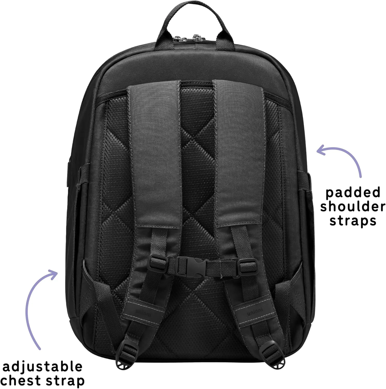 16” student backpacks, Age 8  & Adults with Padded, and Adjustable Shoulder Straps, Laptop compartment. (Black)