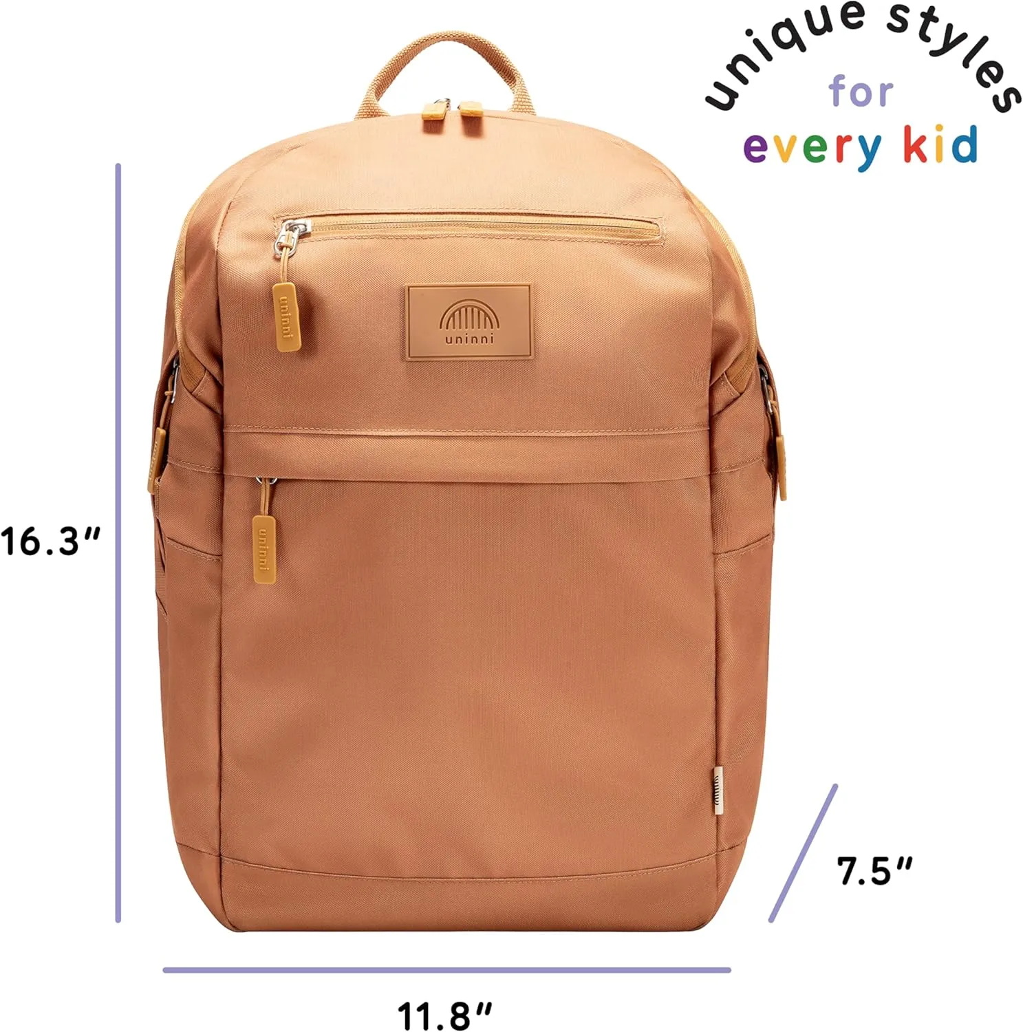16” student backpacks, Age 8  & Adults with Padded, and Adjustable Shoulder Straps, Laptop compartment. (Brown)