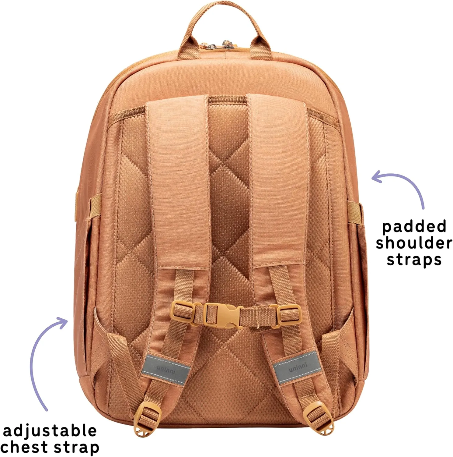16” student backpacks, Age 8  & Adults with Padded, and Adjustable Shoulder Straps, Laptop compartment. (Brown)