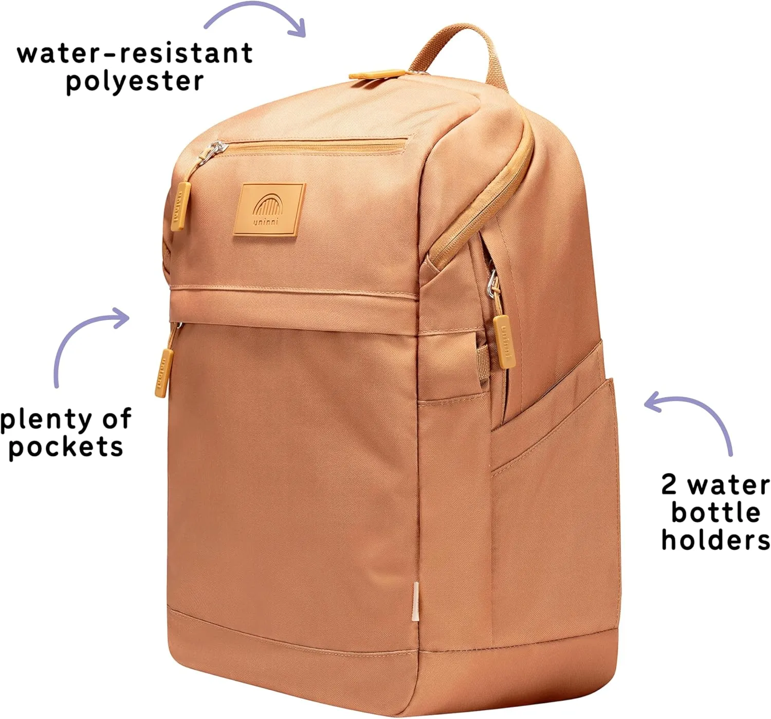 16” student backpacks, Age 8  & Adults with Padded, and Adjustable Shoulder Straps, Laptop compartment. (Brown)