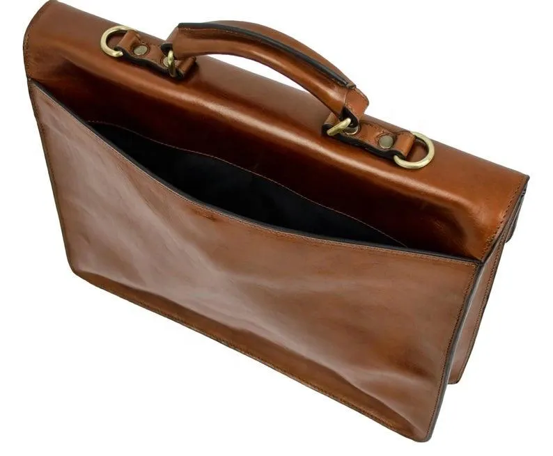 32nd Degree Scottish Rite Briefcase - Wings Down Brown Leather