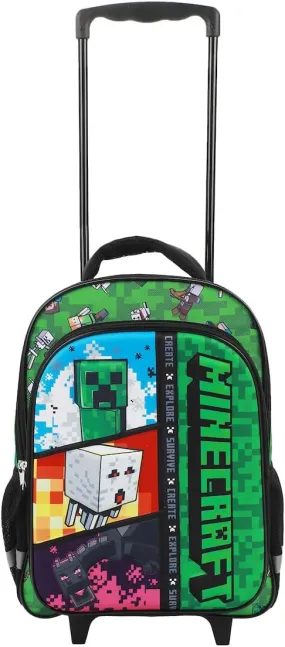 BIOWORLD Minecraft Rolling 16” Backpack with Adjustable Handle