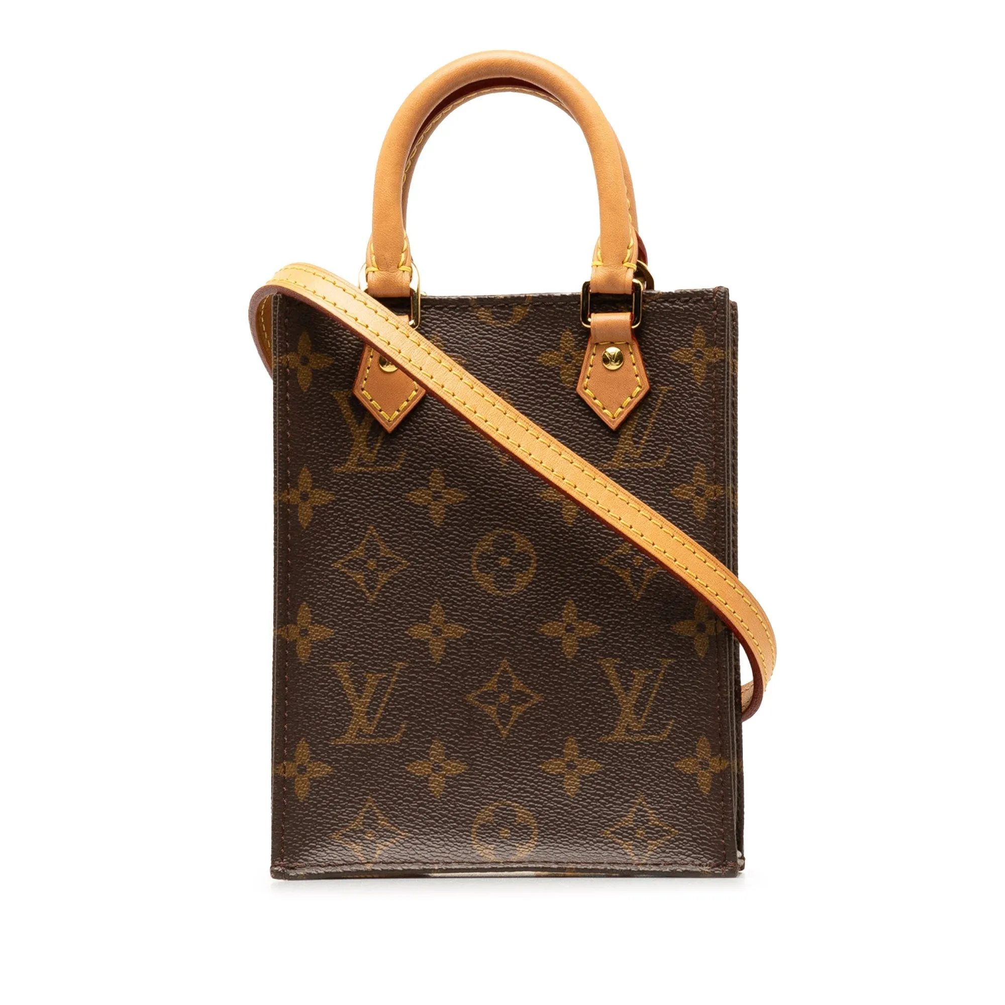 Brown Louis Vuitton Monogram Petit Sac Plat Satchel