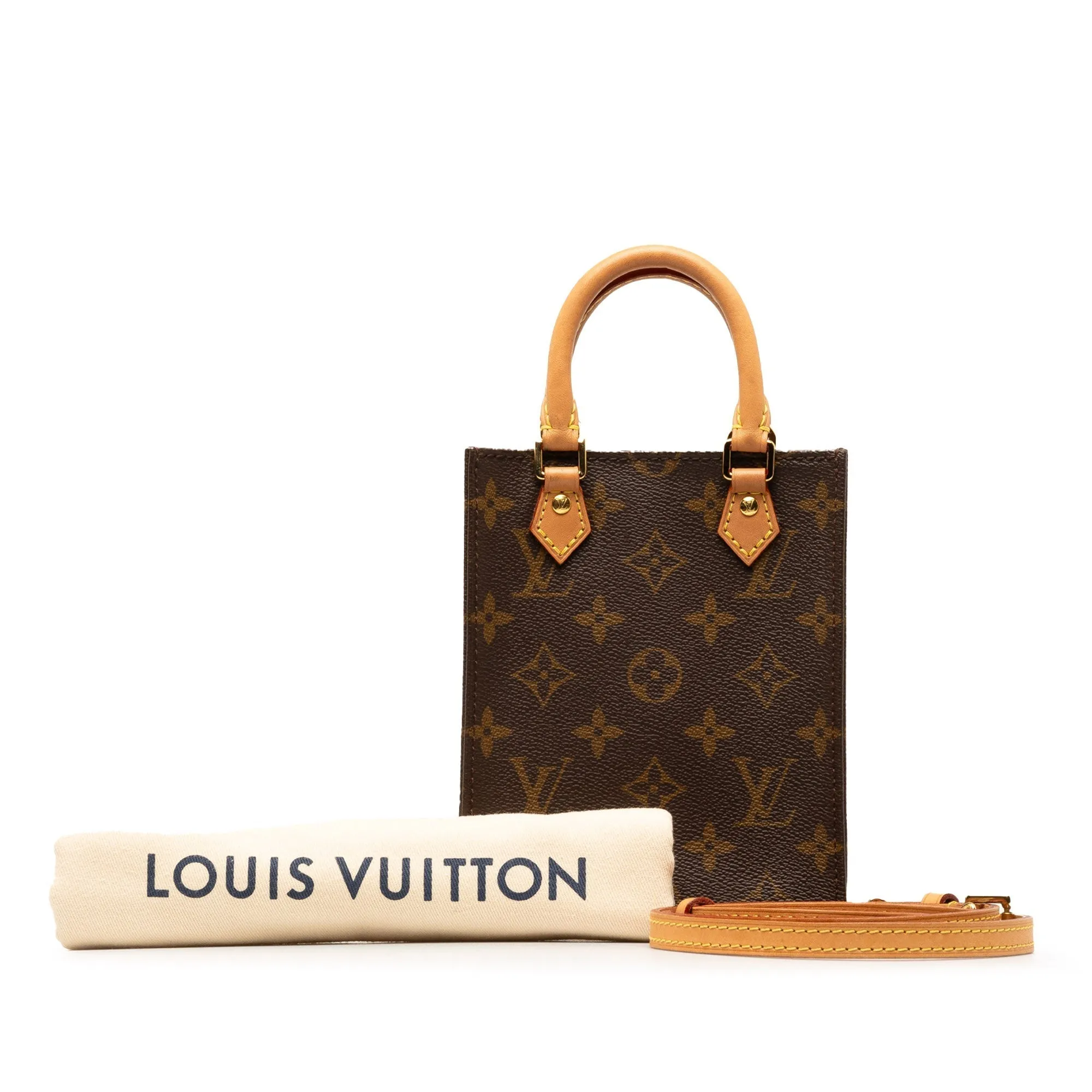 Brown Louis Vuitton Monogram Petit Sac Plat Satchel
