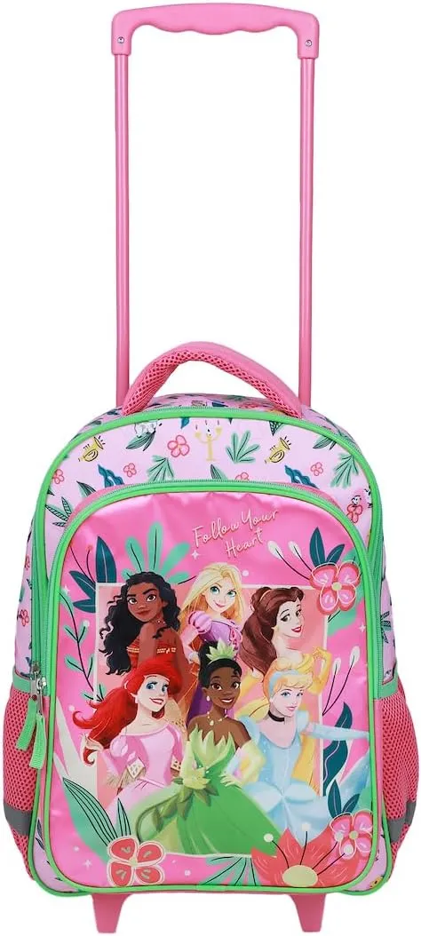 Disney 16" Princesses Girls Rolling Backpack with Adjustable Handle