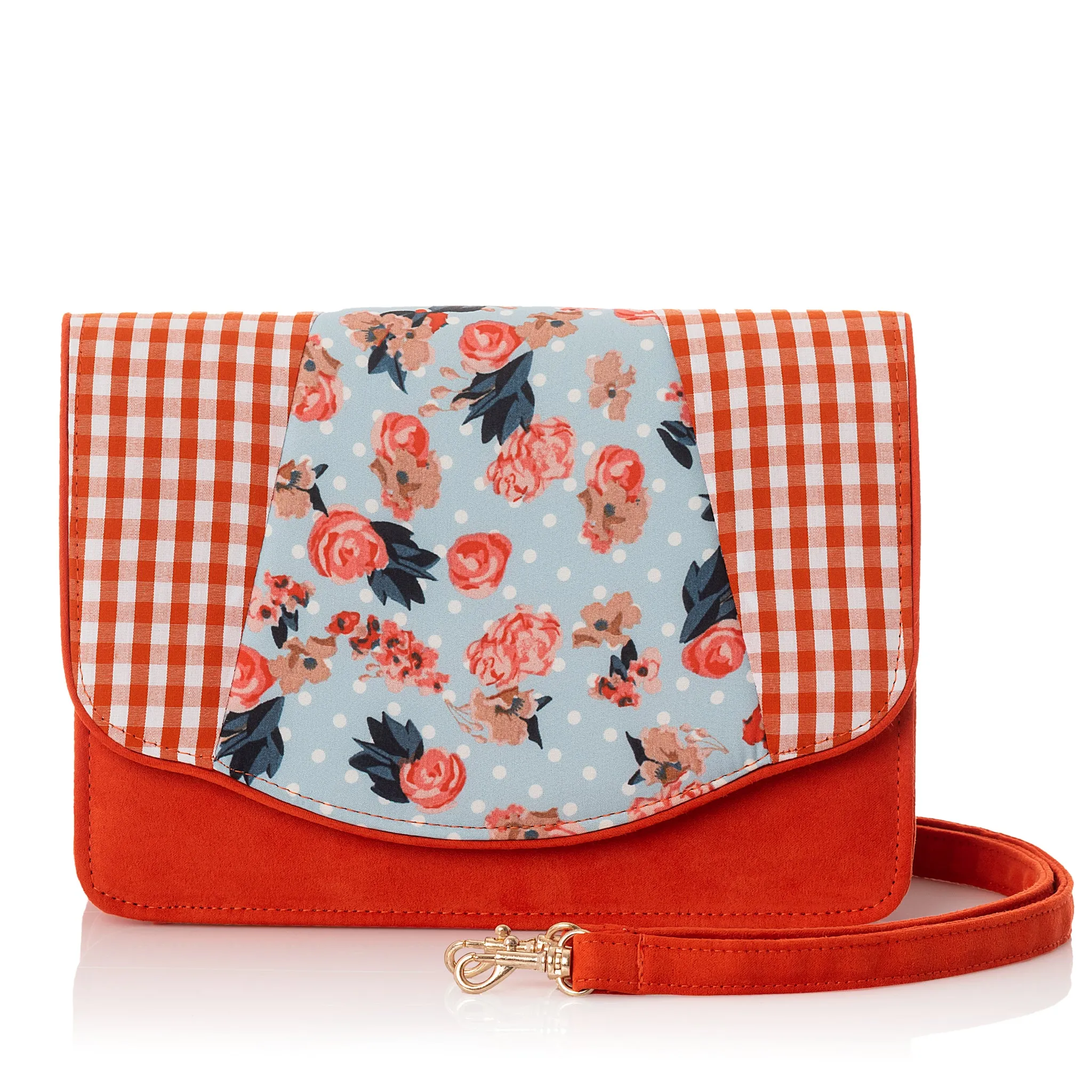 Dublin Bag Orange Gingham Matches Imelda Mid Heels by Ruby Shoo