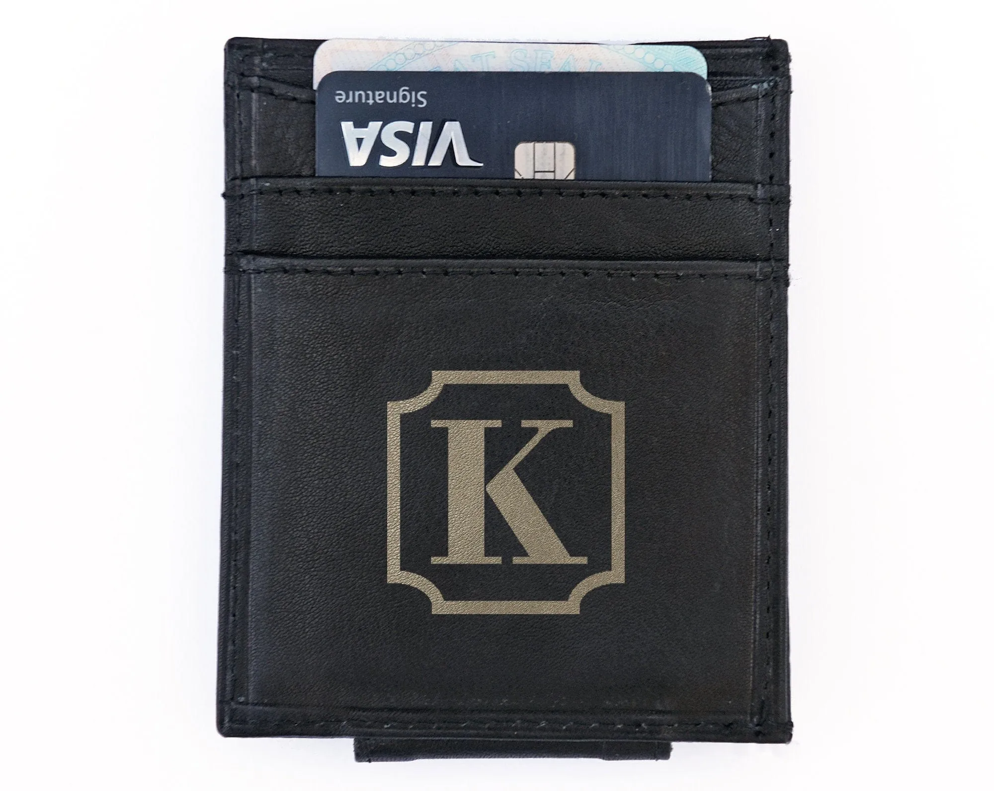 Genuine Leather Engraved Ultra Slim Money Clip Wallet Monogram Initial Custom Gift for Best Husband Couples Best Friend Birthday Mr Gifts