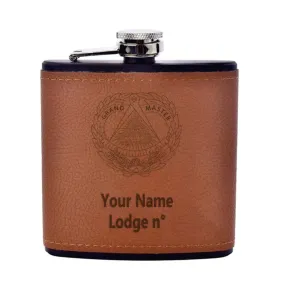 Grand Master Blue Lodge Flask - Leather & Stainless Steel