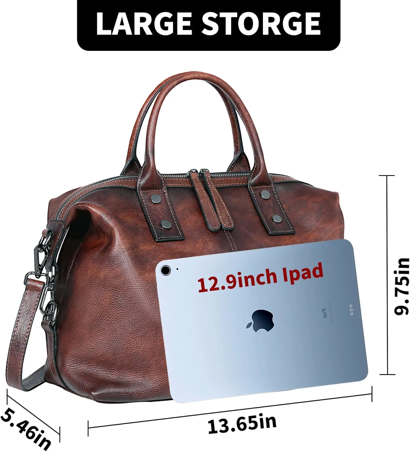 Iswee Genuine Leather Satchel Tote Bag Top Handle Handbag Designer Shoulder Bag Large Capacity Cross Body Bag