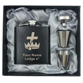 Knights Templar Commandery Flask - 2 Shot Glasses & Funnel