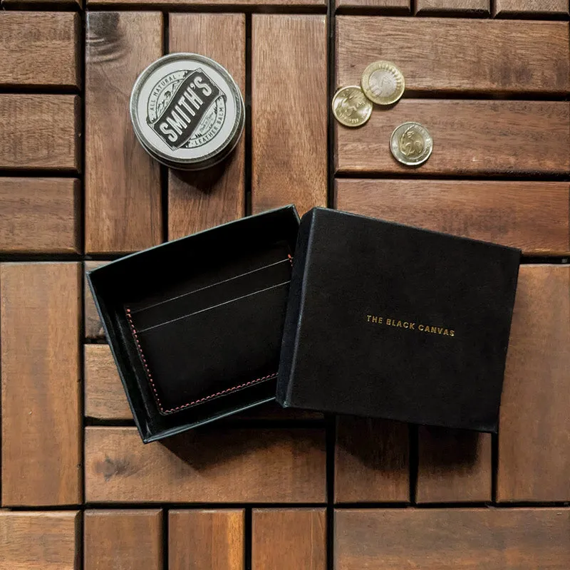 Leather Card Wallet - Carbon Black [Italian Vachetta]