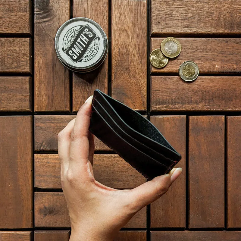 Leather Card Wallet - Carbon Black [Italian Vachetta]