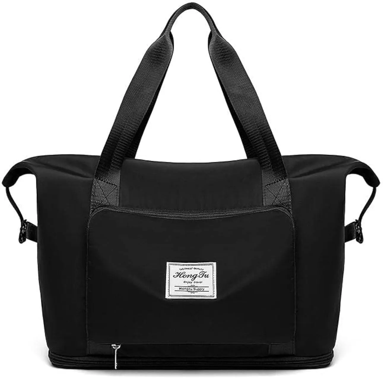 Lightniing Hammerz Foldable Hand Bag Travel Duffel Bag for Yoga, Women, Girls | Lightweight Waterproof Carry Luggage Bag, Large Capacity Folding Tote Bag for Travelling, Gym, Sports, Black, Duffle Bag