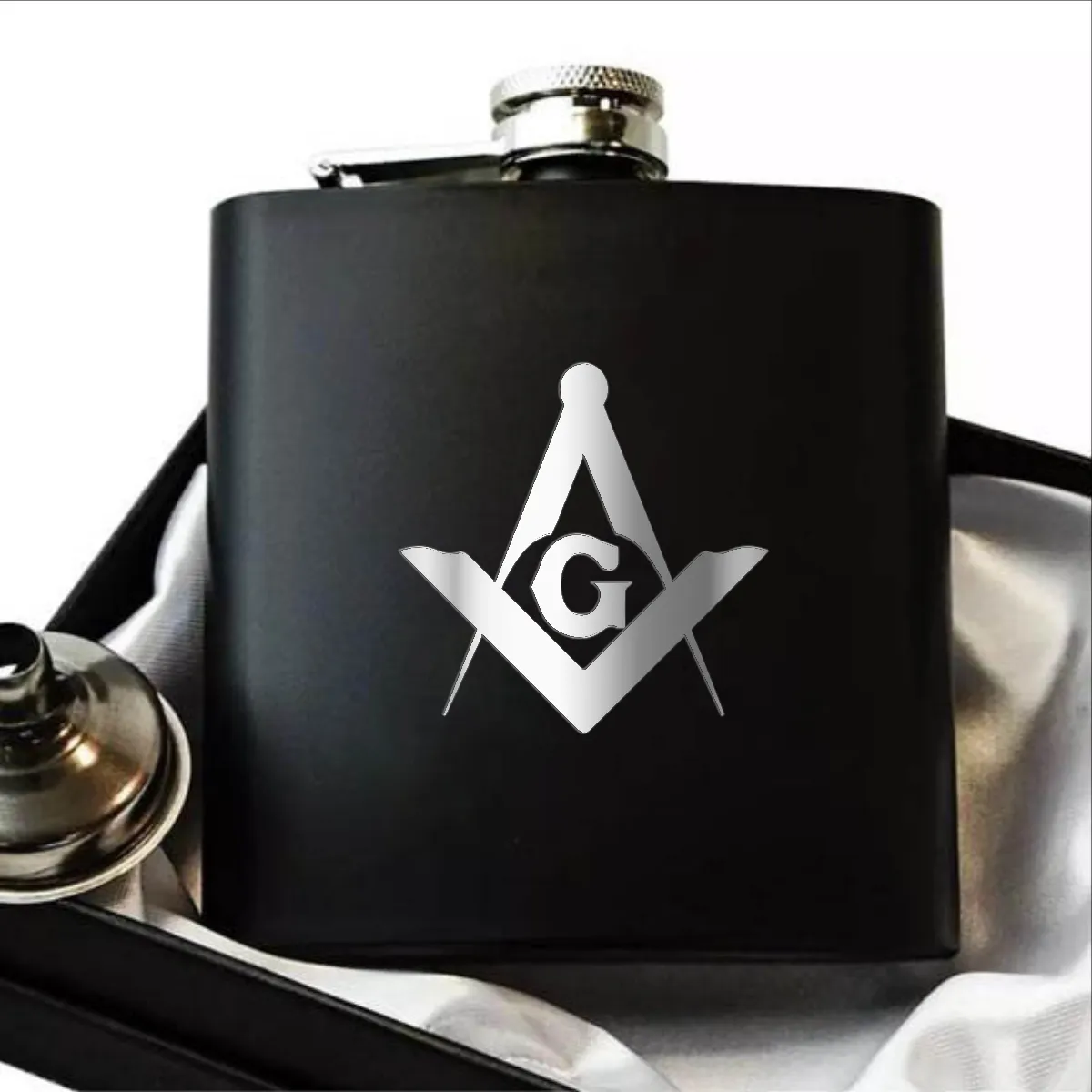 Master Mason Blue Lodge Flask - 2 Shot Glasses & Funnel