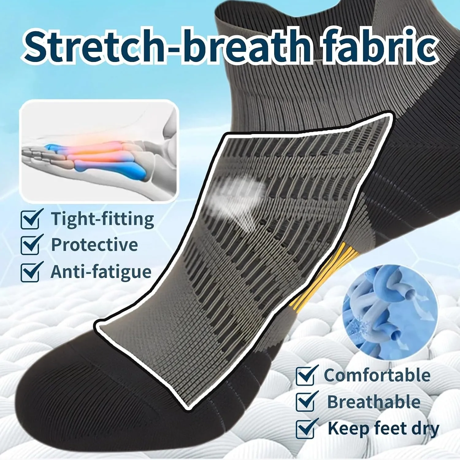 MICBAM 3 Pairs Professional Running Athletic Socks For Mens,Compression Cushioned Ankle Socks