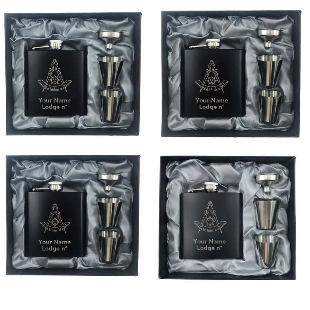 Past Master Blue Lodge California Regulation Flask - 2 Shot Glasses & Funnel