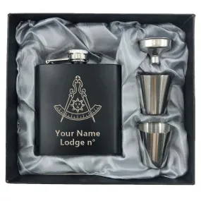 Past Master Blue Lodge California Regulation Flask - 2 Shot Glasses & Funnel