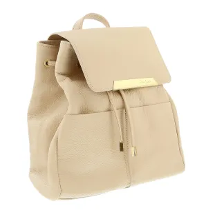 Pierre Cardin Beige Leather Classic Medium Fashion Backpack