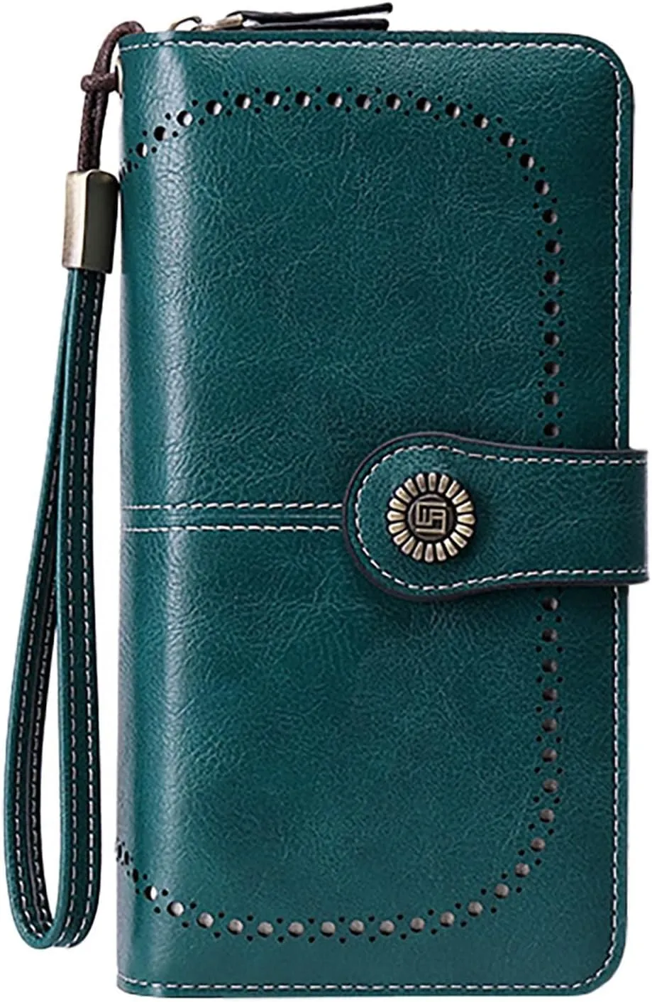 Rfid Wallet Women, Leather Wristlet Wallets, Zip Around Bifold Large Capacity Rfid Blocking Clutch Purses Credit Card Holder