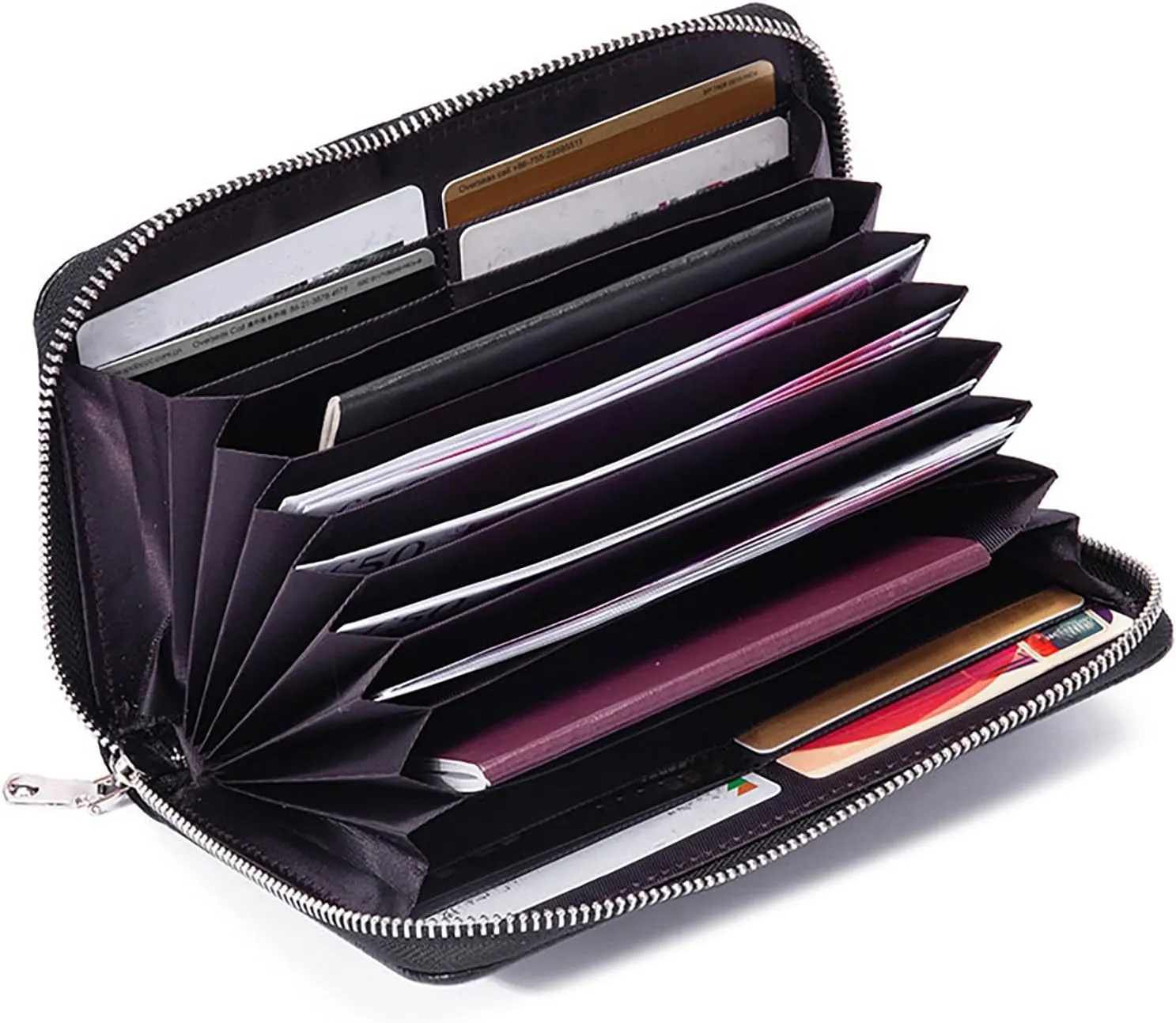 Rfid Wallet Women,Leather Rfid Blocking Bifold Zip Around Large Capacity Slim Wallet for Girls Ladies Mom Women
