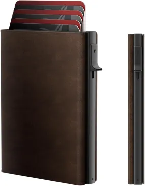 ROYAL KIT Mens Wallet Card Holder - Smart Wallet for Men, Pop Up Card Case, Top Grain Leather, RFID Blocking, Slim, Minimalist, Ultra-Thin, Front Pocket, 12 Card Capacity | ID Window | Cash Slot,