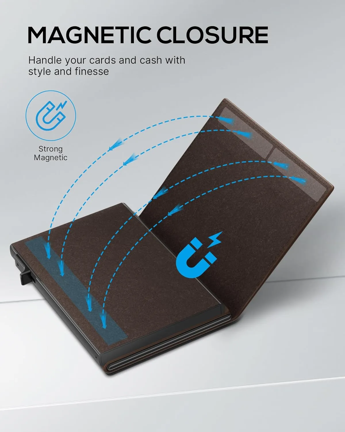 ROYAL KIT Mens Wallet Card Holder - Smart Wallet for Men, Pop Up Card Case, Top Grain Leather, RFID Blocking, Slim, Minimalist, Ultra-Thin, Front Pocket, 12 Card Capacity | ID Window | Cash Slot,