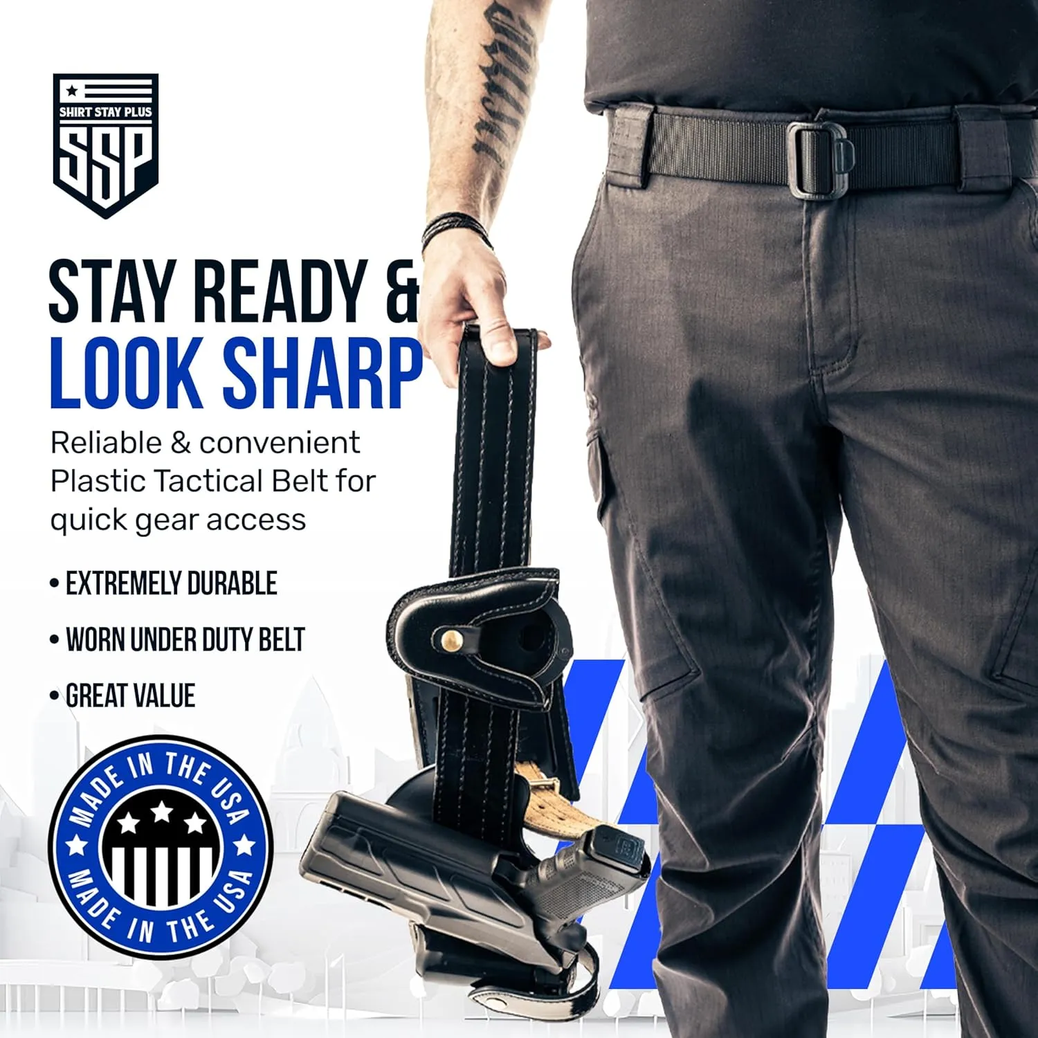 Shirt Stay Plus- Tactical Belt for Men Police and Military - Professional Grade Heavy Duty Tactical Gear